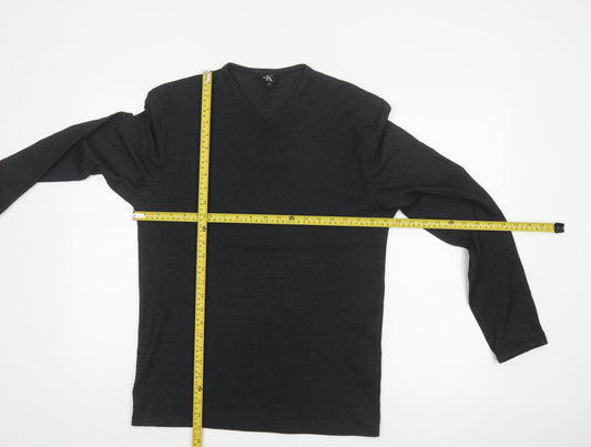 Calvin Klein Men’s Black M Long Sleeve V-Neck Jersey Casual Top