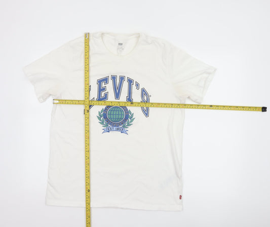 Levi's Men's White L California College Graphic Print Crew Neck T-Shirt