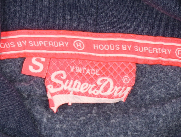 Superdry Women’s Blue S Pullover Hoodie Graphic Logo Pocket
