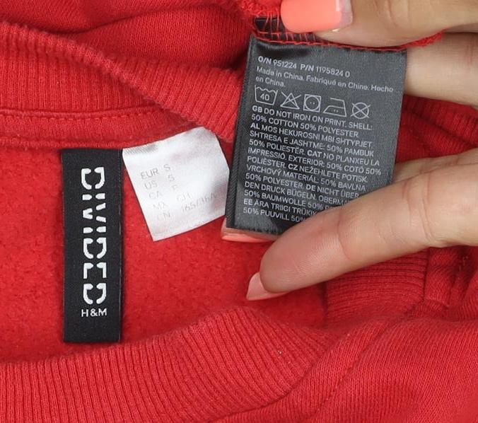 H&M Divided Women’s Red S Paris 95 Graphic Pullover Sweatshirt