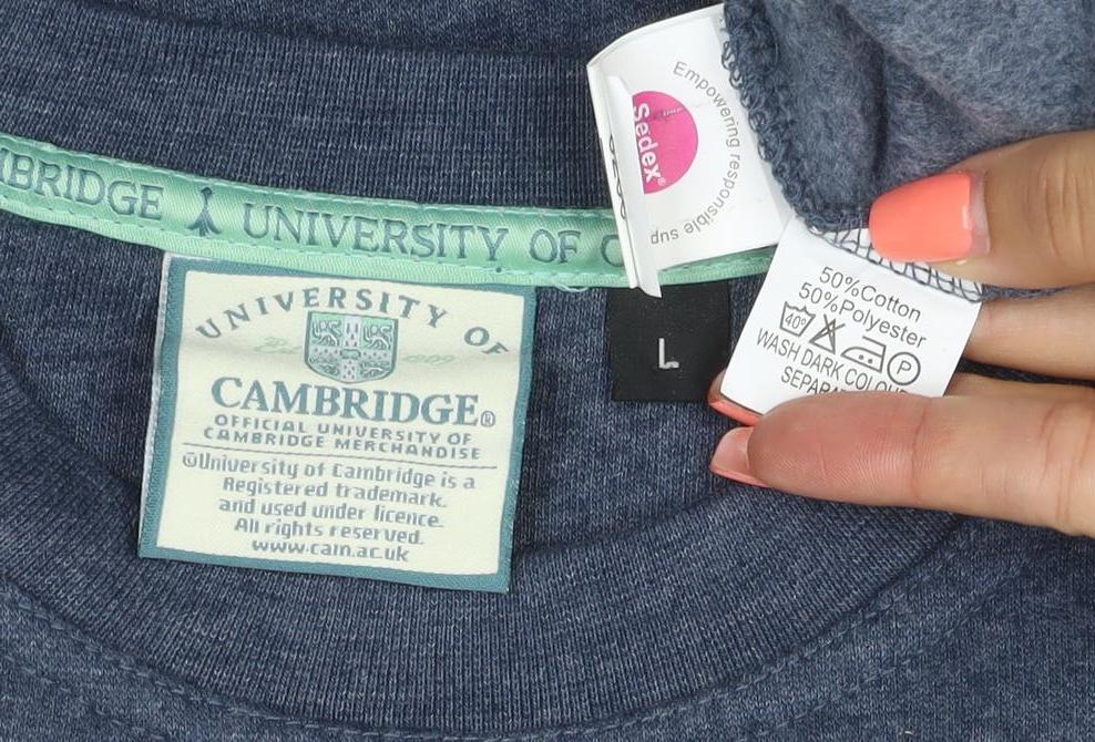 Cambridge University Men’s Blue L Crew Neck Logo Sweatshirt Pullover