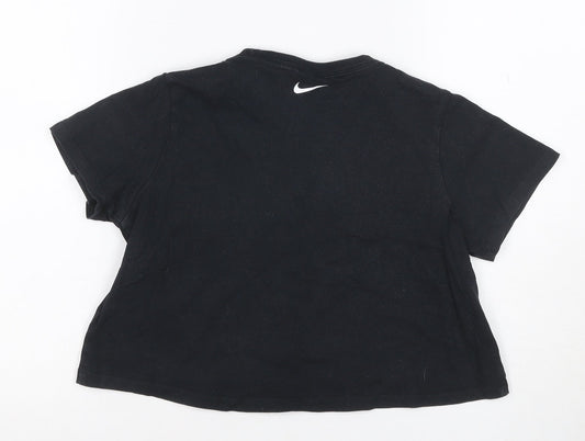Nike Girls Black 146 Basic Logo Jersey Short Sleeve T-Shirt