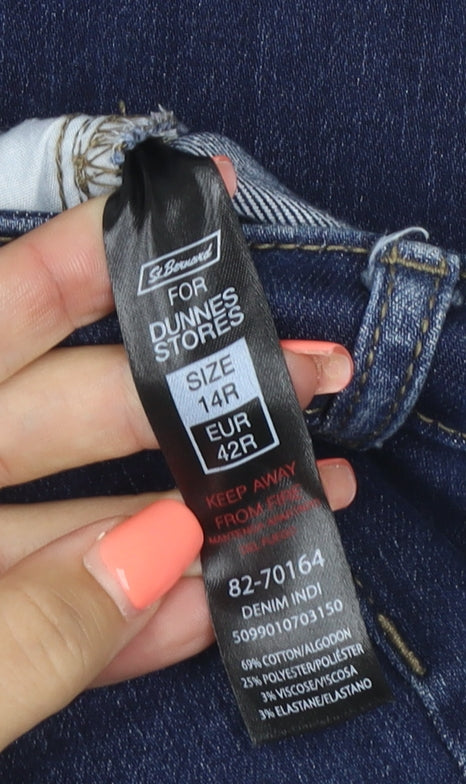 St Bernard Women’s Blue UK 14 Straight Stretch Dark Wash Jeans