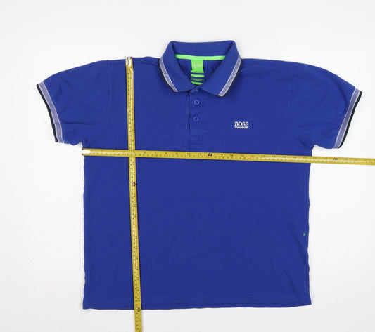 Hugo Boss Men’s Blue XL Modern Fit Logo Cotton Polo Shirt