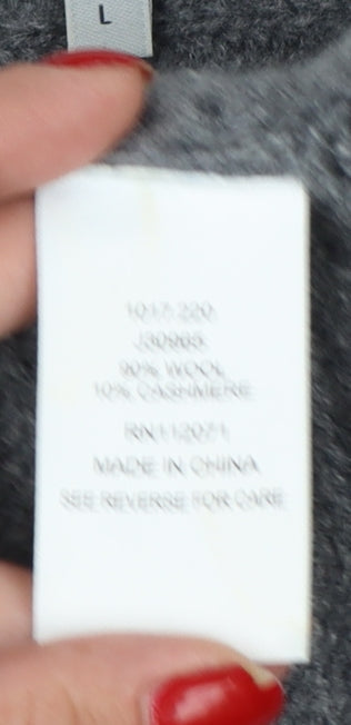 Jigsaw Women’s Grey Cashmere Wool Open Cardigan Size 14 V-Neck Knit
