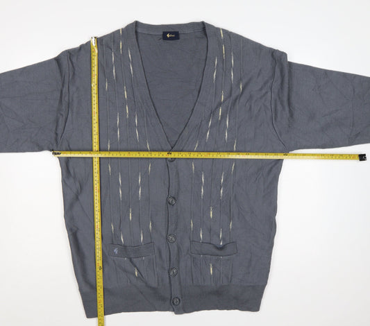 Gabicci Men’s Grey 2XL Wool Blend V-Neck Button Cardigan Knit
