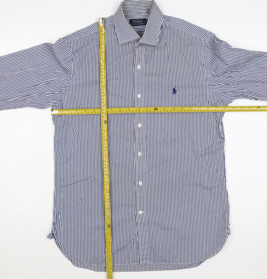 Polo Ralph Lauren Men’s Blue Stripe Cotton Shirt 15.5 Point Collar