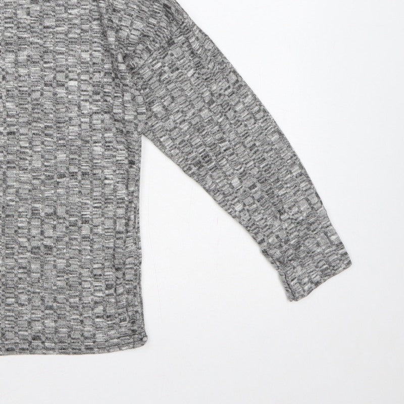 Nasty Gal Women Grey Textured Knit Crew Neck Long Sleeve Top Size S