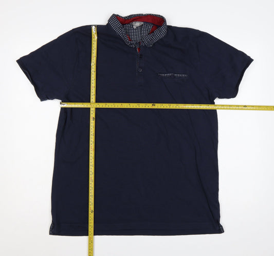 Fluid Men’s Blue 2XL Cotton Short Sleeve Button-Down Polo Shirt