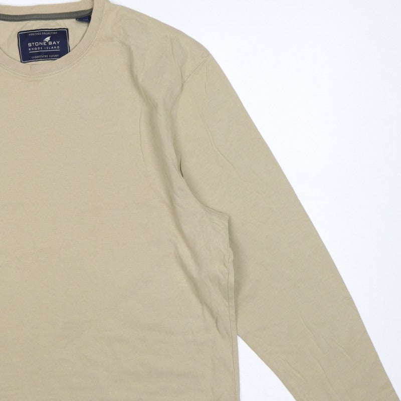 Additional view of Stone Bay Men’s Beige L Long Sleeve Crew Neck Cotton T-Shirt