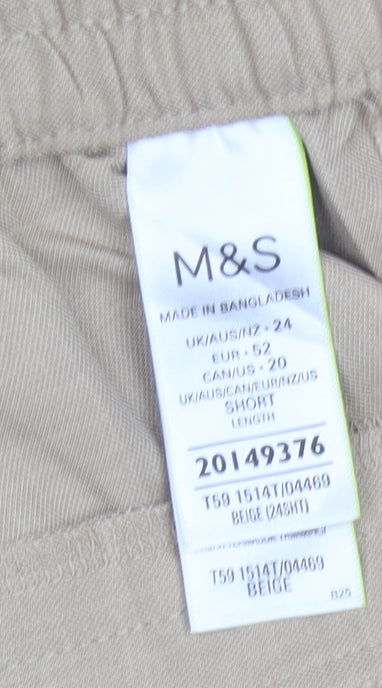 M&S Women’s Beige Size 24 Short High Rise Straight Trousers