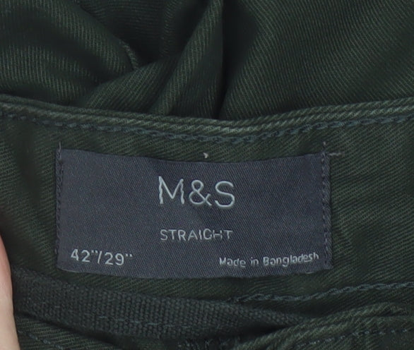 Marks and Spencer Men’s Green 42in 29in Straight Cargo Trousers