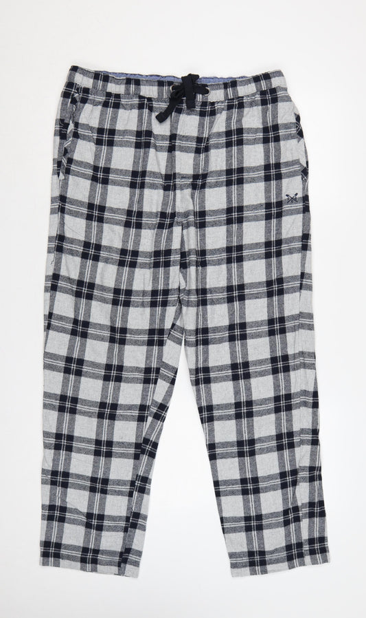 Crew Clothing Men Grey L Checked Cotton Pyjama Lounge Pants