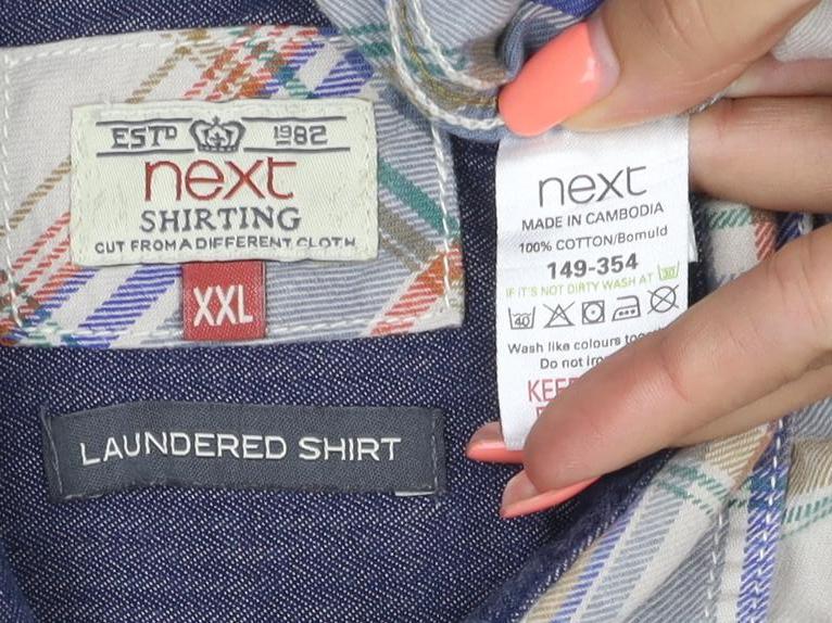 Next Men’s XL Multicoloured Plaid Cotton Long Sleeve Button-Up Shirt