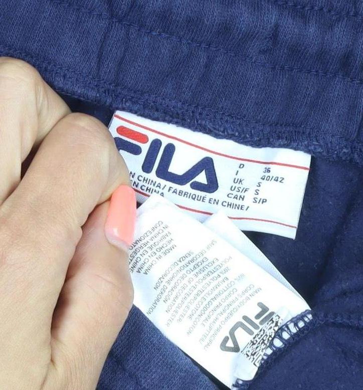 Fila Men’s Blue Fleece Jogger Trousers Size S Drawstring