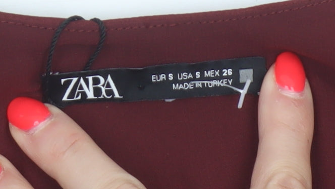 Zara Women Red UK 8 Cropped Chain Strap Camisole Party Top