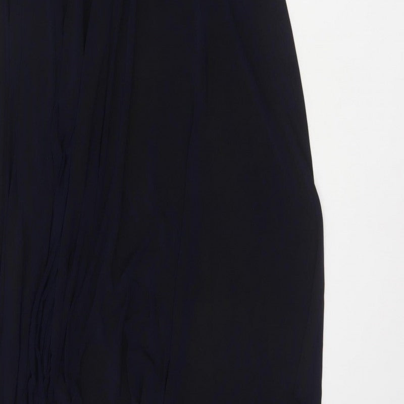 R&M Richards Women Blue UK 12 Maxi Halter Beaded Evening Dress