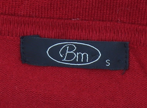 Bm Women’s Red Size S Button Front Scoop Neck Knit Cardigan