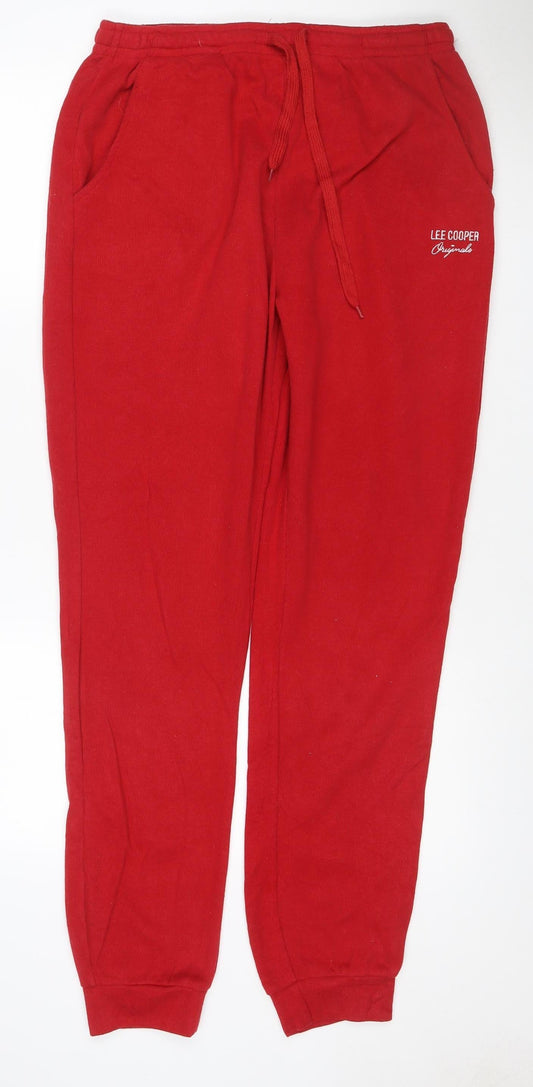 Additional front view of Lee Cooper Women Red UK 16 Sweatpants Jogger Drawstring Cotton Blend