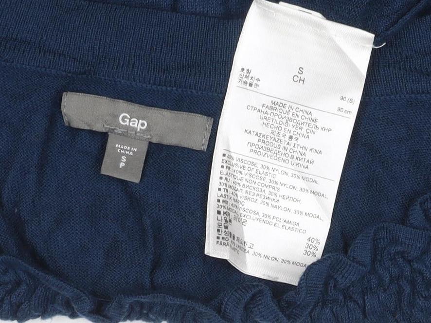 Gap Women Blue S Knit Ruffle 3/4 Sleeve Jumper Dress