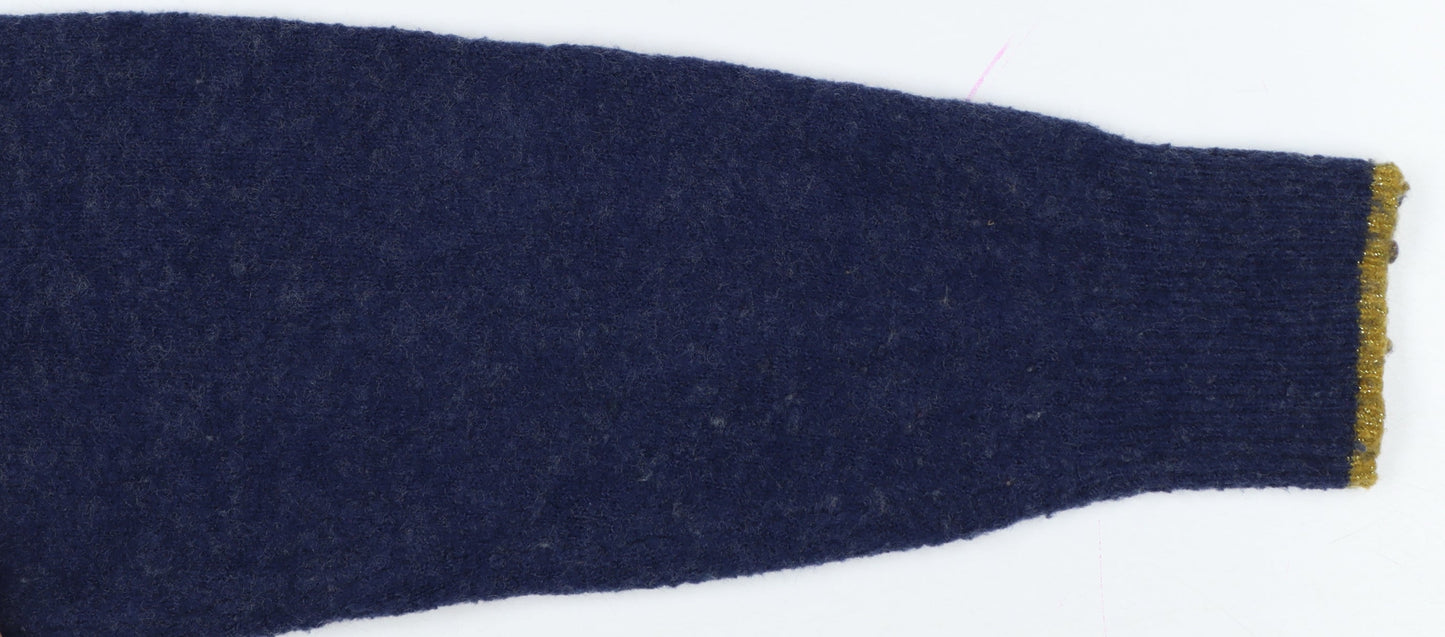 Joules Women’s Navy Pink Star Knit Jumper UK 16 Round Neck