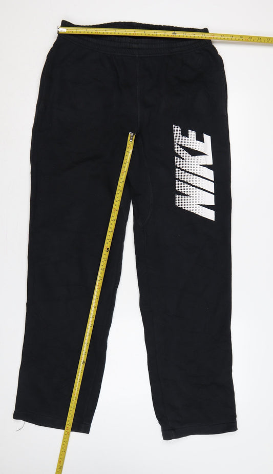 Nike Men’s Black M Logo Fleece Sweatpants Joggers Elastic Waist