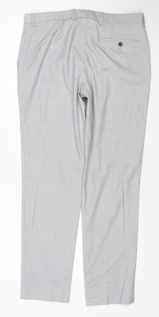 Marks & Spencer Men Grey 34 Regular Skinny Dress Trousers Stretch