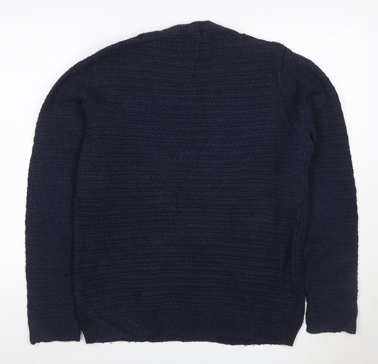 Fat Face Men’s Blue Size S Textured Cotton Blend Crew Neck Jumper
