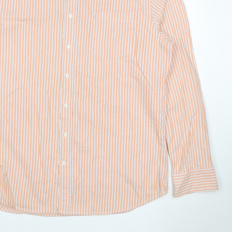 Additional view of Gap Men’s Orange White Striped Classic Fit XL Long Sleeve Button-Up Shirt