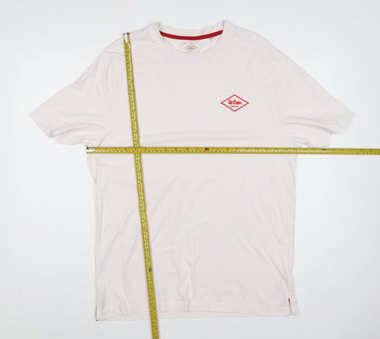Lee Cooper Originals Men’s White XL Logo Crew Neck Cotton T-Shirt