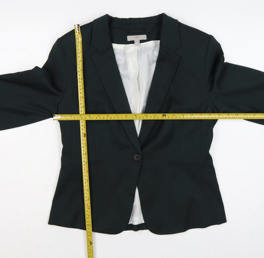 H&M Women Black UK 14 Tailored Single-Breasted Lined Blazer Jacket