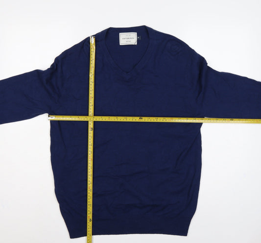 John Lewis Men’s Blue Cotton Rich V-Neck Pullover Jumper M