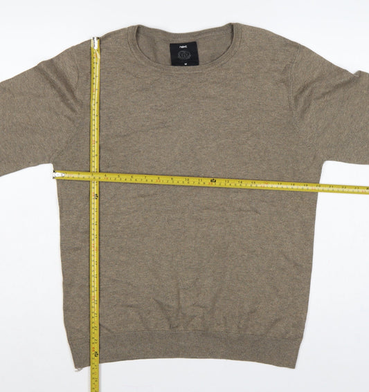 Next Men’s Brown Cotton Blend Crew Neck Pullover Jumper Size M
