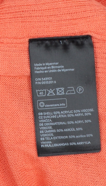 H&M Women’s Orange L Fine Knit Round Neck Long Sleeve Pullover Jumper