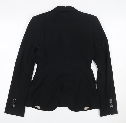 Zara Woman Women's Black UK 8 Tailored One Button Lined Blazer Jacket
