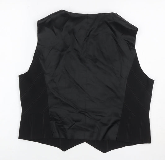 Marks & Spencer Women Black Pinstripe Waistcoat Size 18 Formal Lined