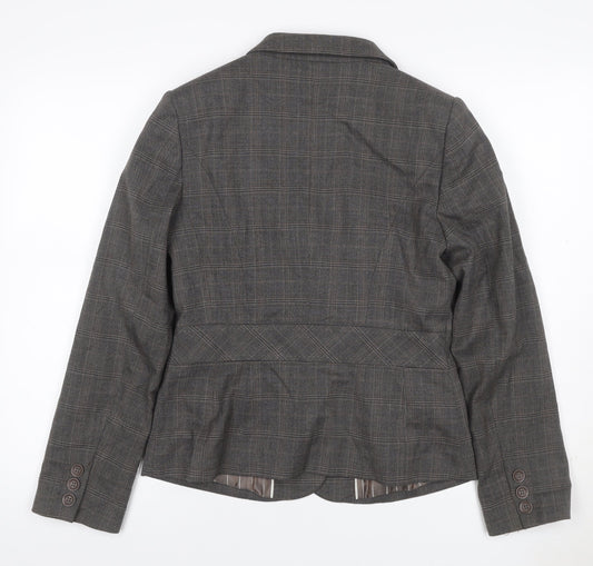 Next Women Grey Check Blazer UK 12 Regular Single-Breasted Workwear