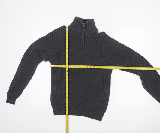 Charles Wilson Men’s Grey Small 1/4 Zip High Neck Knit Jumper