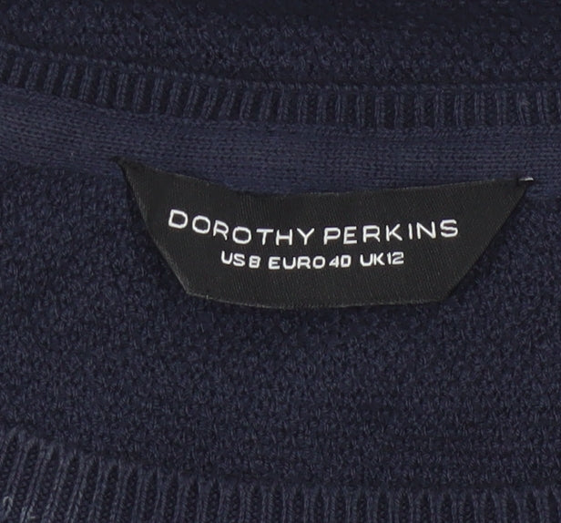 Dorothy Perkins Women Blue UK 12 Short Sleeve Floral Sequin Jumper