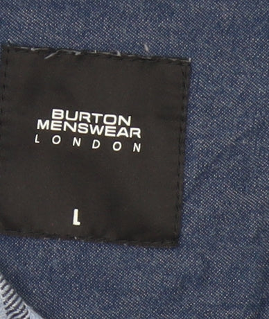 Burton Menswear London Men's Blue L Plaid Flannel Button-Up Shirt