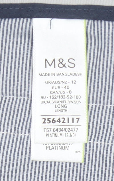 Marks and Spencer Women Grey UK 12 Long Tapered Chino Trousers