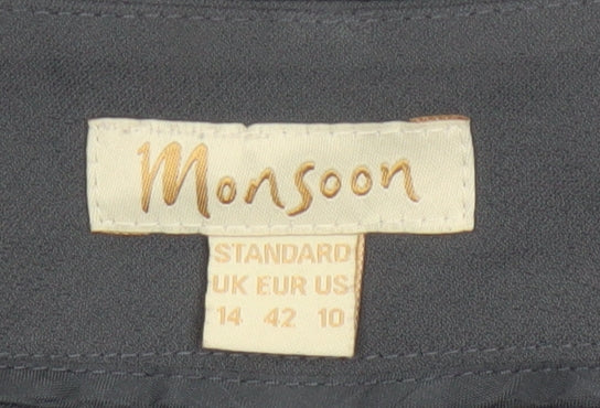 Monsoon Women Black UK 14 Tapered Pleated Dress Trousers