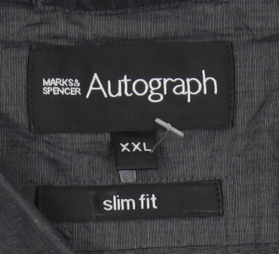 Marks and Spencer Men’s Grey 2XL Slim Fit Cotton Utility Shirt