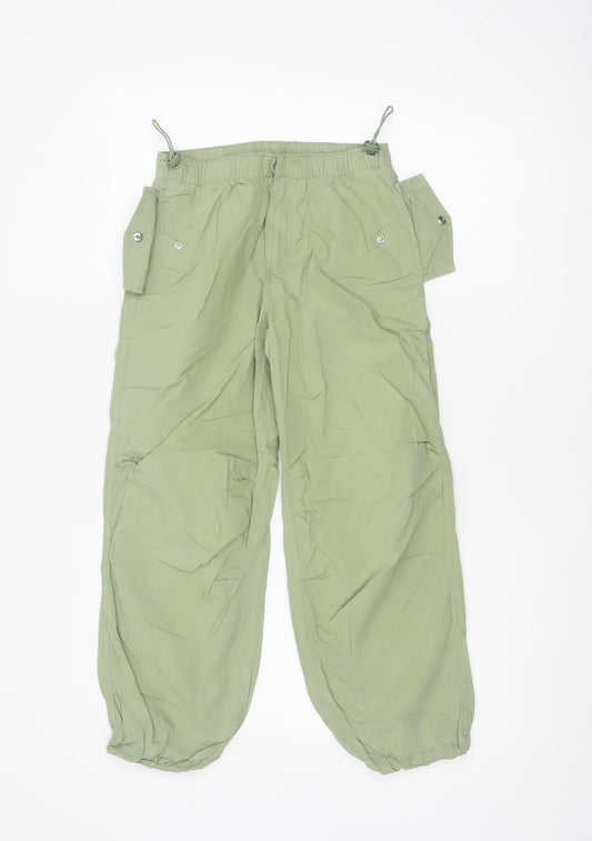Marks & Spencer Girls Green 9-10 Years Cargo Trousers Cotton