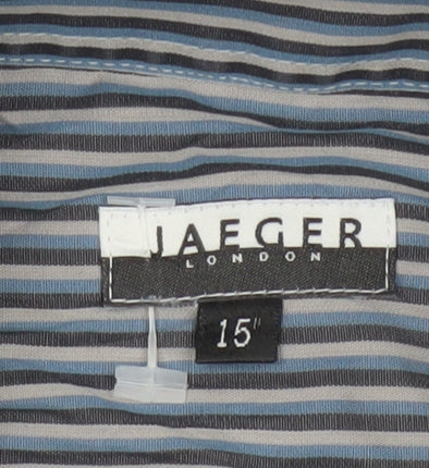 Jaeger London Men's Blue Striped Shirt 15 Long Sleeve Button-Up