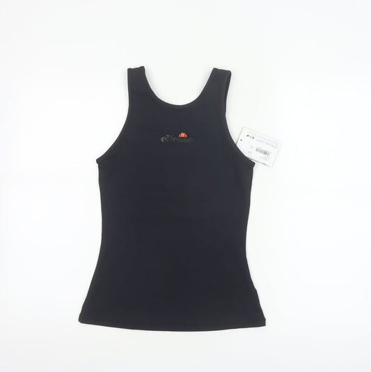 Additional front view of Ellesse Women Black UK 8 Athletic Stretch Tank Top Logo