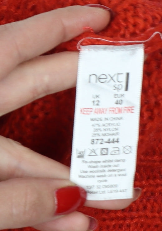 Next Women Red UK 12 Cable Knit Mohair Blend Round Neck Jumper
