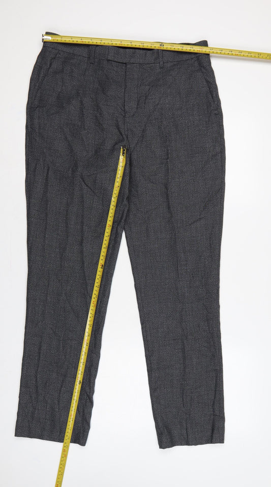 Jacamo Men’s Grey 34R Regular Fit Straight Dress Trousers Formal