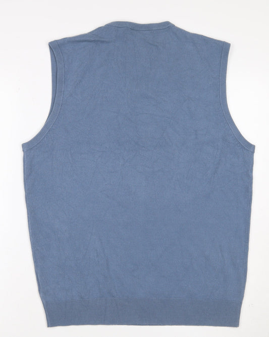 Green Woods Escape Men’s Blue L V-Neck Knit Sleeveless Jumper Vest