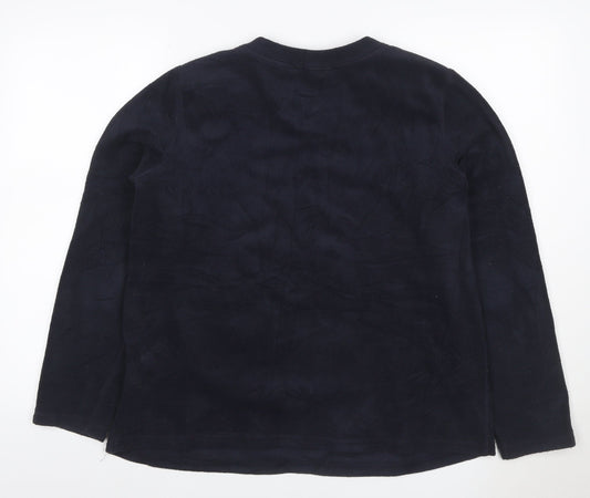 Lands' End Women’s Navy Blue L Fleece Button Shoulder Sweatshirt